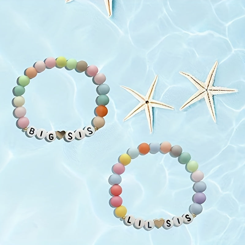 Multicolor Beaded Bracelet for Sisters Clay Girls Accessories