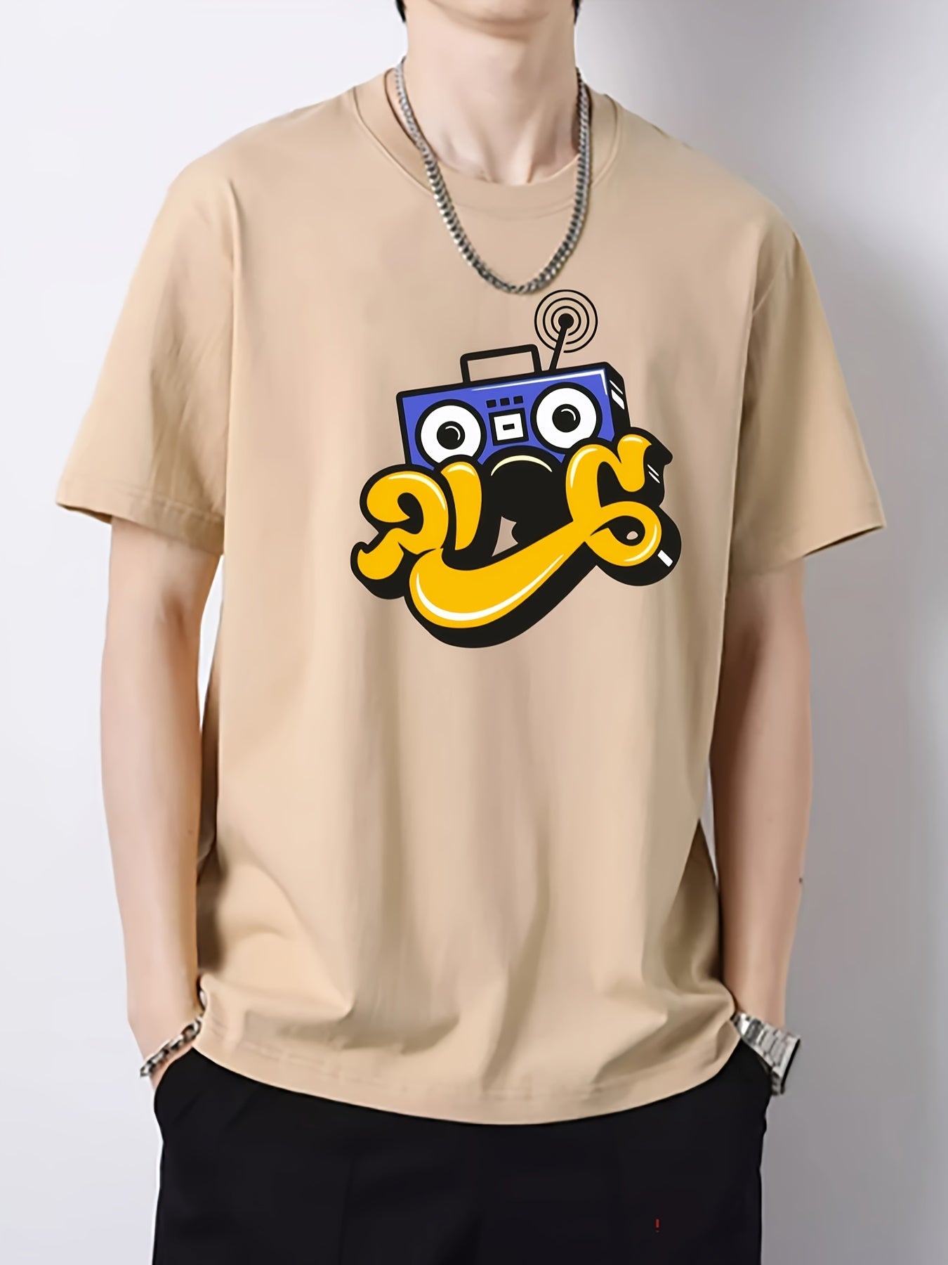 Men's Radio Pattern Crew Neck T-Shirt