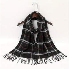 Plaid Tassel Scarf Windproof Shawl Outdoor Sunscreen Head Wrap