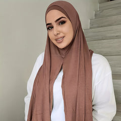 Long Hijab Solid Scarf Elastic Turban Large Shawl Bandana for Women