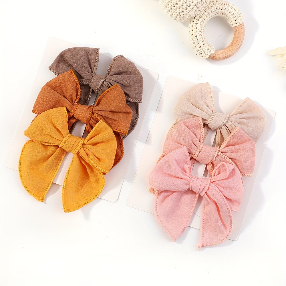 3pcs Plain Bow Hair Clips Set for Baby Girls