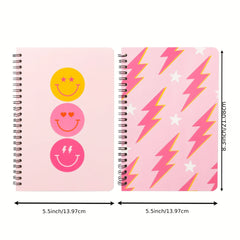 2 Packs Preppy A5 Notebooks for Teen Girls Hardcover Spiral Journals