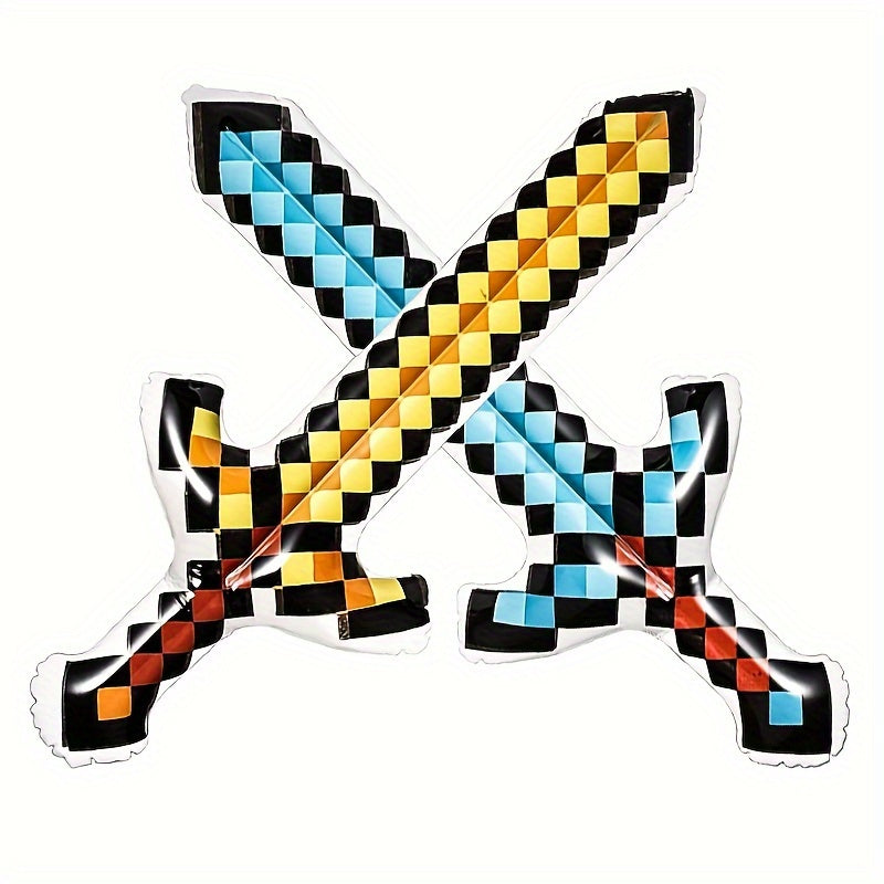 Inflatable Plaid and Sword Toy Set for Party Decoration Cosplay Props