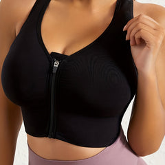 Front Zipper Sports Bra Quick Drying Workout Yoga Bra