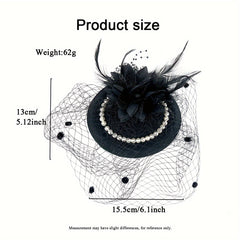Qianlandanya Vintage French Fascinator Hat Mesh Headpiece with Bow
