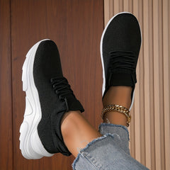 Women's Breathable Woven Sneakers Casual Lace Up Outdoor Shoes