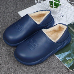 Men's Warm Fleece Slip On Slippers, Outdoor Walking Shoes