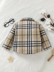 Baby Boy Plaid Shirt Coat Long Sleeve Button Down Shacket