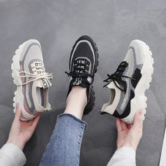 Women's Breathable Mesh Running Sports Shoes Platform Sneakers