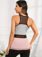 Mesh Contrast Sleeveless Yoga Tank Top