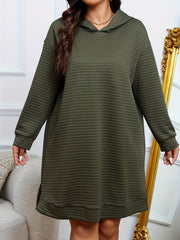 Women's Plus Waffle Pattern Long Sleeve Hooded Dress