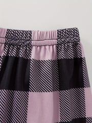 Plaid Lounge Pants Elastic Waist Bow Pants Womens Loungewear