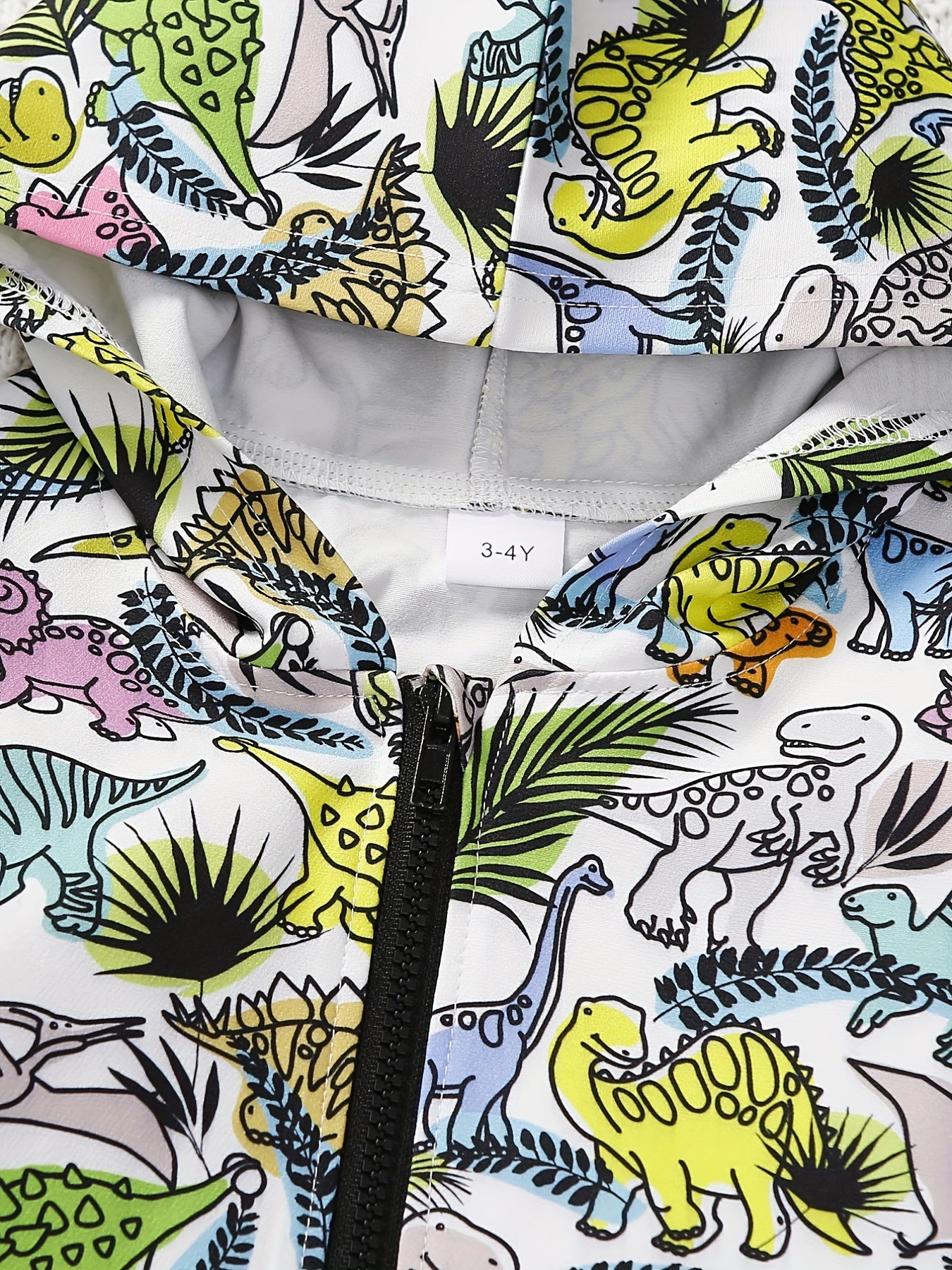 Dinosaur Full Print Boys Zip Up Hooded Sweatshirt Gym Sports Jacket