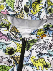 Dinosaur Full Print Boys Zip Up Hooded Sweatshirt Gym Sports Jacket