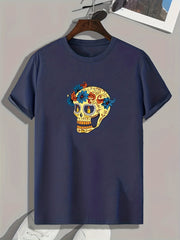Skull Print Men's Graphic T shirt Casual Comfy Tees For Summer