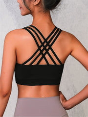 Stretchy Strappy Back Women's Sports Bra for Comfortable Workouts