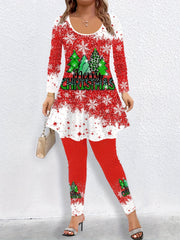 Christmas 2 Piece Set Women's Slogan & Tree Print Top & Leggings