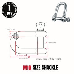 4pcs Stainless Steel 304 D Shackle Chains Wirerope Lifting