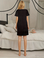 Letter Print Crew Neck Pajama Dress Women's Sleepwear