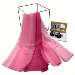 Silk Scarf Gradient Hijab Warm Shawl Women Windproof Head Wrap
