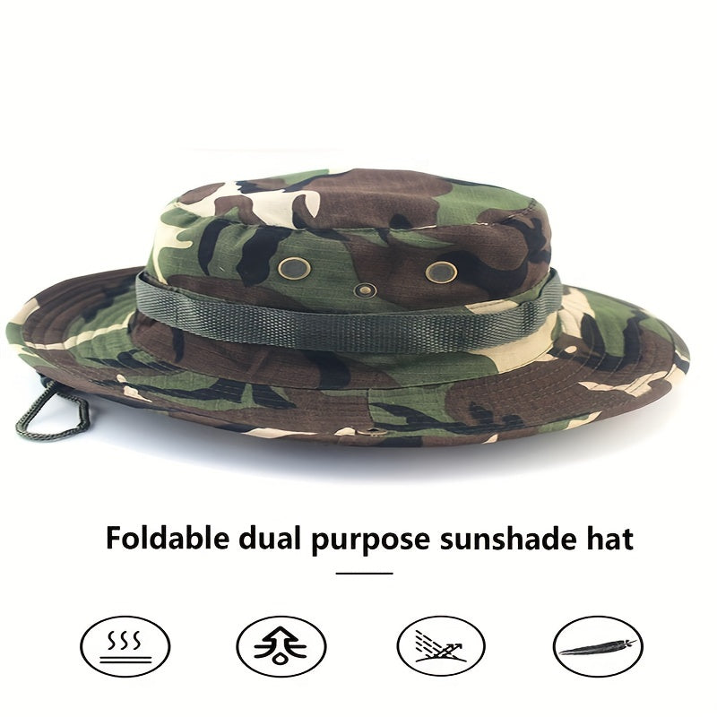 Outdoor Camouflage Sun Protection Bucket Hat for Camping Hiking Mountaineering