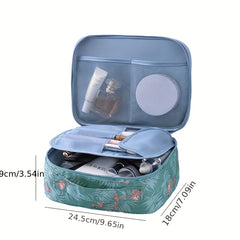 Flamingo & Tropical Pattern Makeup Bag Top Handle Zipper Cosmetic Case