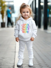 Girls 2pc Alphabets Hooded Sweatshirt & Sweatpants Set Kids Clothes