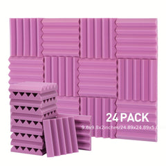 24pcs Purple Sound Absorbing Cotton High Density Triangular Slot