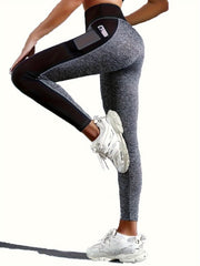 High Waist Skinny Yoga Pants with Mesh Stitching