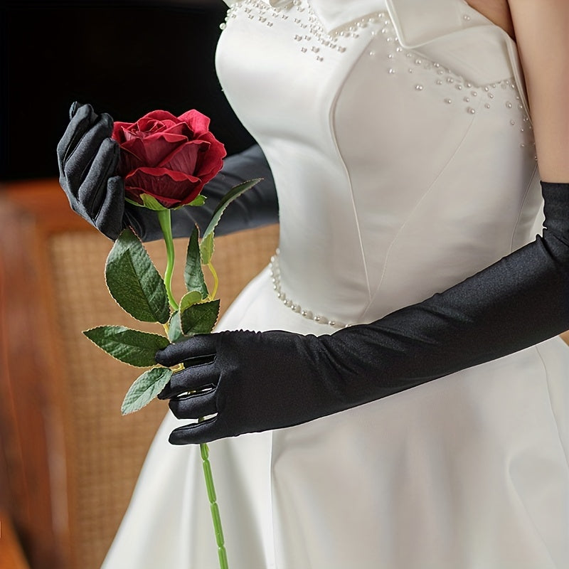 Satin Long Gloves for Prom Party Vintage Women