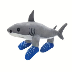 Three Legged Shark Plush Toy Soft Filler Grey Cartoon Style Home Decor Holiday G