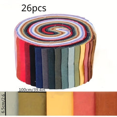 26pcs Cotton Fabric DIY Hair Ring Wind Bronzing Strip Roll Doll Patchwork