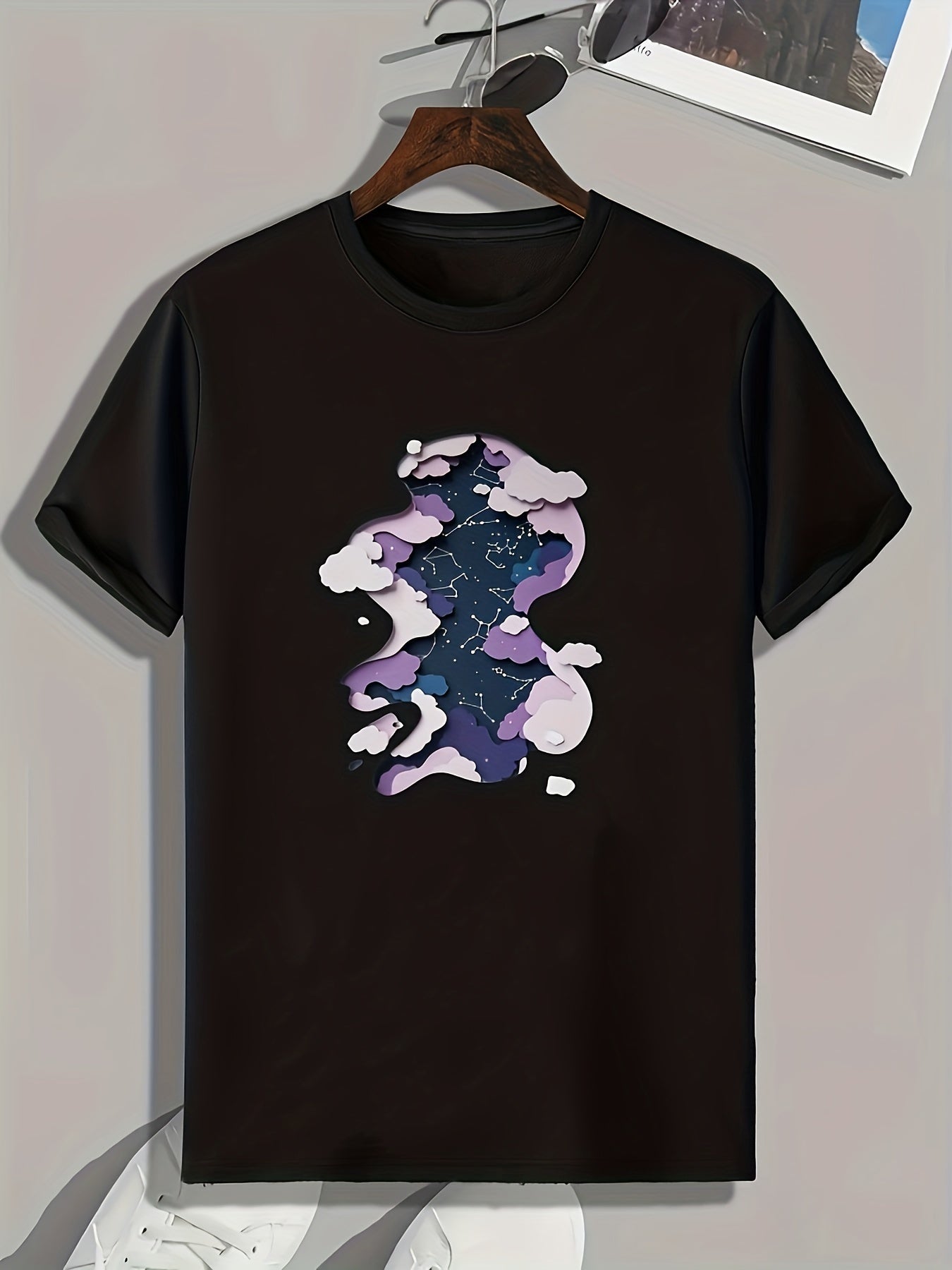 Starry Night Pattern Print Men's Sports T-shirt