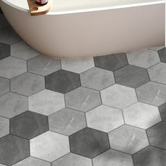 11pcs Cement Gray Hexagonal Floor Stickers Waterproof Non-slip Tile Stickers