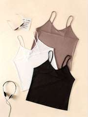 3 Pack Solid Cami Tops V Neck Summer Sleeveless Women's Clothing