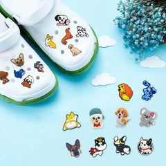20pcs Animal Shoes Charms For Clogs Bubble Slides Sandals Dog Pattern Decor