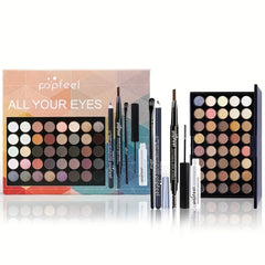 Complete Eye Makeup Set: Palette, Mascara, Brush, Liner, Brow Pen