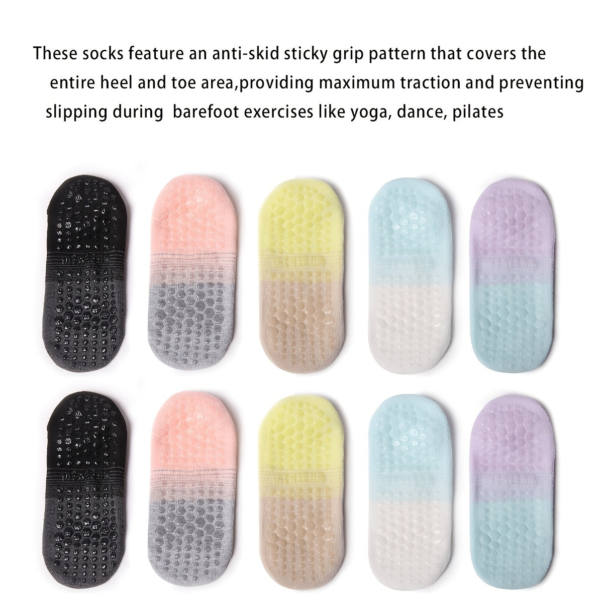 6 Pairs Women's Non-Slip Yoga Socks Soft Sports Ankle Socks