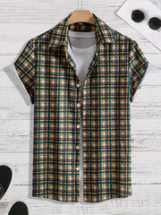 Men's Loose Fit Plaid Hawaiian Shirt