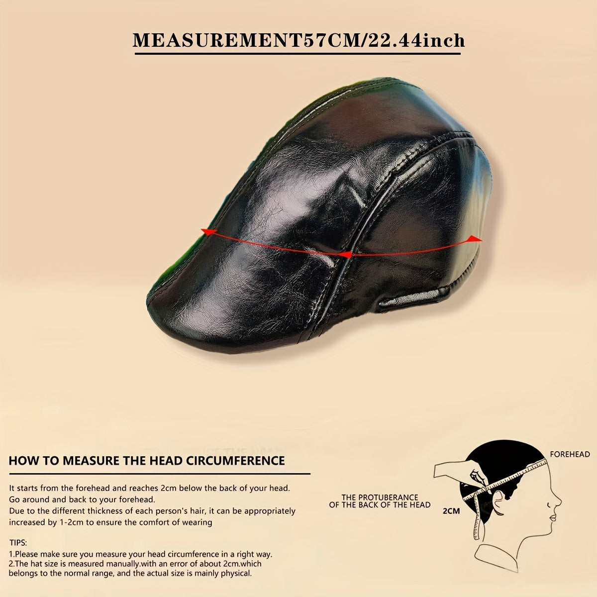 Unisex Leather Peaked Cap Casual Summer Outing Hat