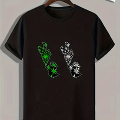 Leaves Print Men's Graphic T shirt for Summer