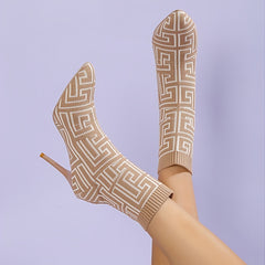 Women's Stiletto Heeled Sock Boots Pointed Toe Ankle Boots