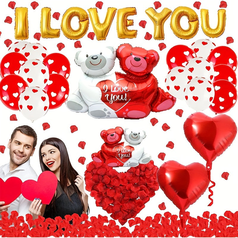 I Love You Balloon & Heart Balloon Set Rose Petal Decoration