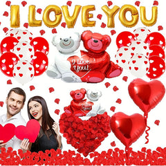 I Love You Balloon & Heart Balloon Set Rose Petal Decoration