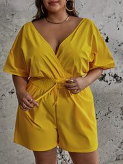 Solid Batwing Sleeve Romper with Pockets