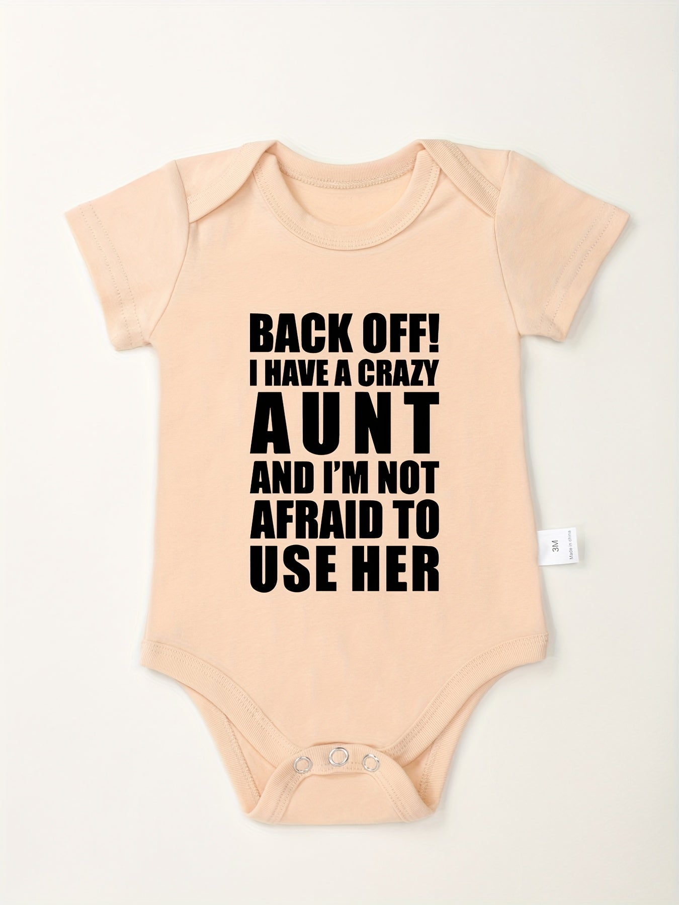 Baby Boys BACK OFF Print Romper Short Sleeve Bodysuit