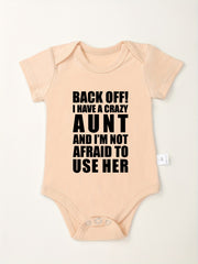 Baby Boys BACK OFF Print Romper Short Sleeve Bodysuit