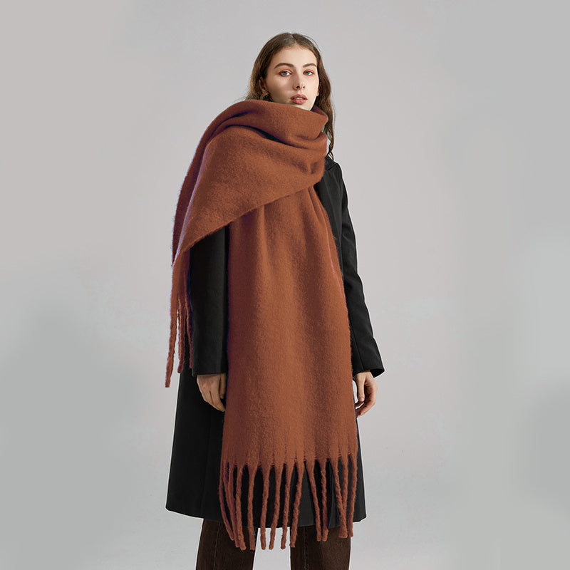 Winter Thick Tassel Scarf Warm Fuzzy Cold Windproof Chunky Scarf