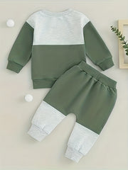 Baby Boys Block Long Sleeve Top Pants Set Fall Winter Outfit