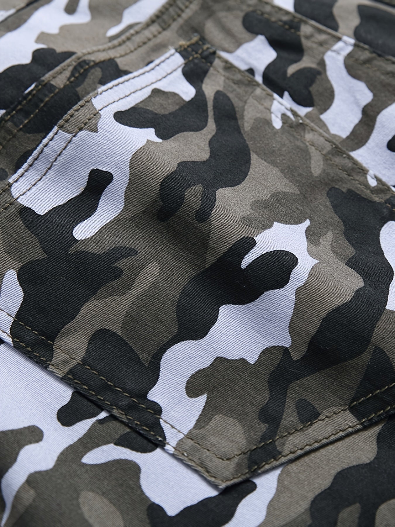 Camouflage Pattern Pocket Jeans Men s Casual Stretch Street Style Denim